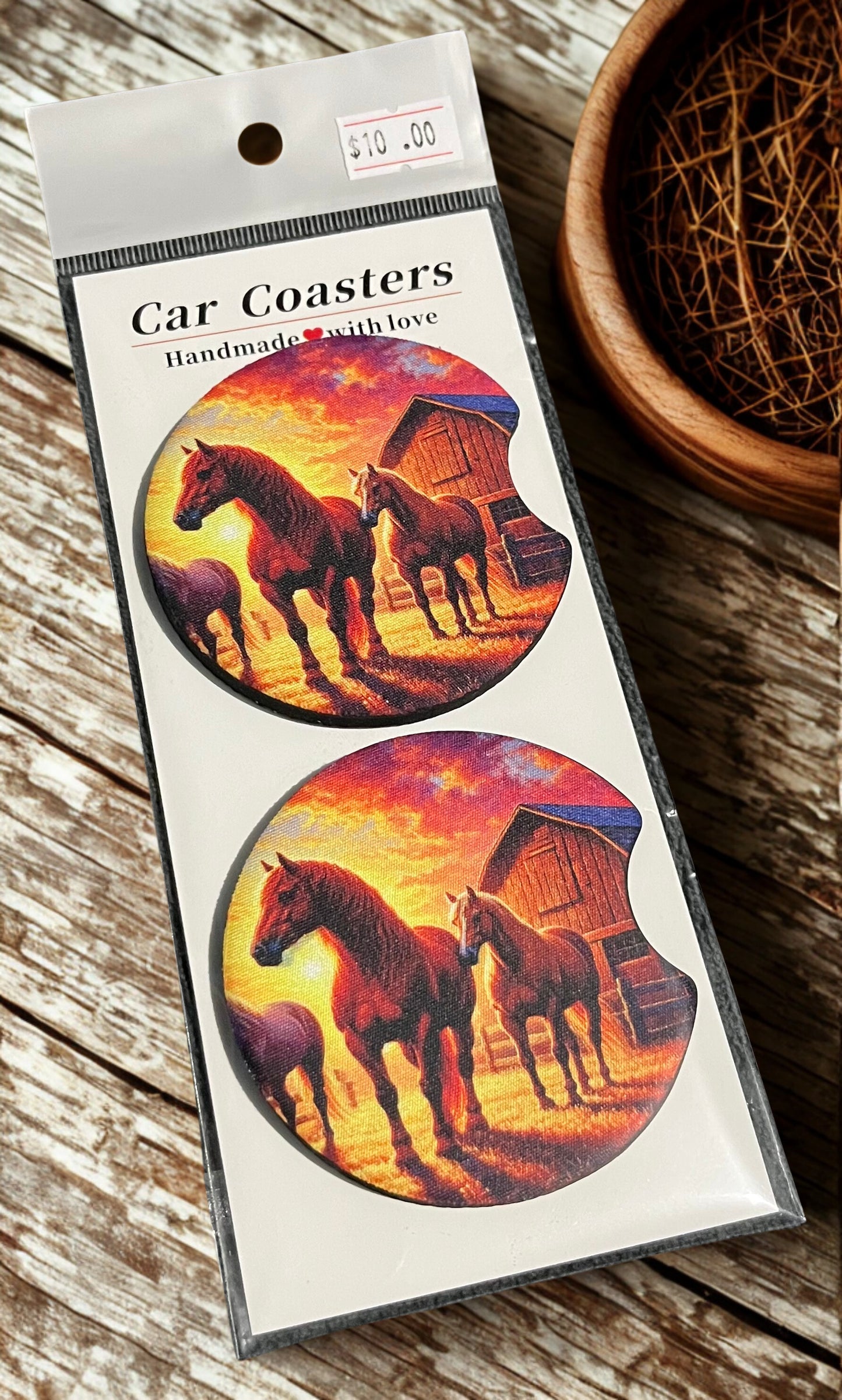 Sunset Horses - Car Coasters