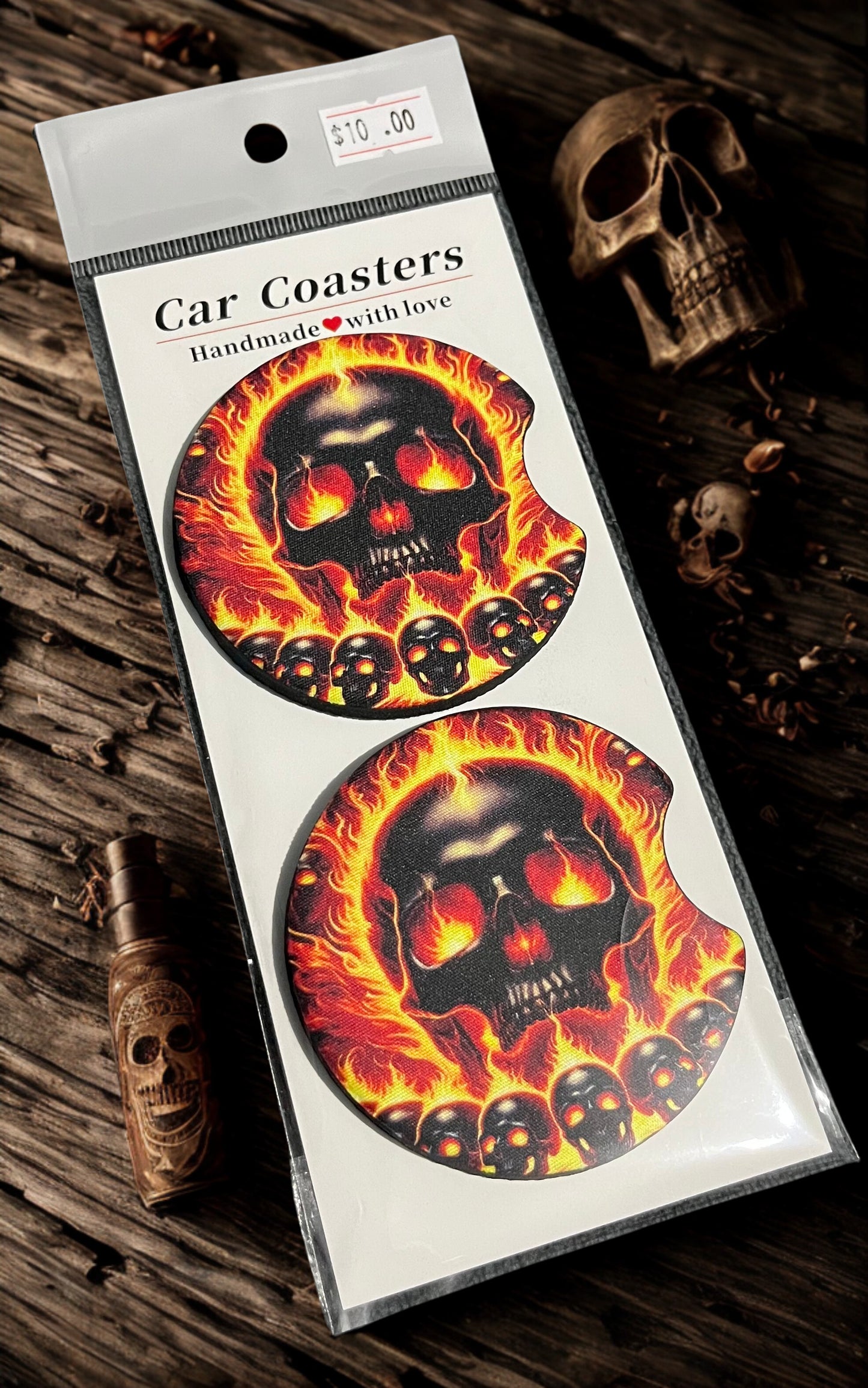 Fire Skull - Car Coasters