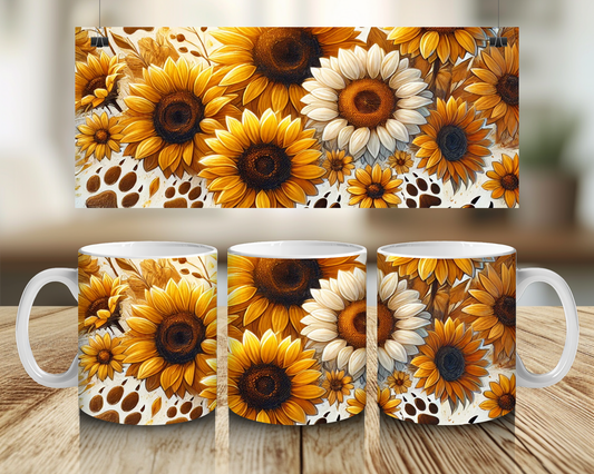 Sunflowers & Paw Print 11oz Mug