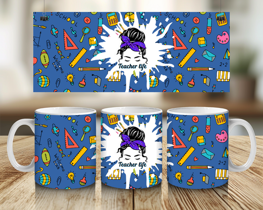 Teacher Life, Navy - 11oz Mug