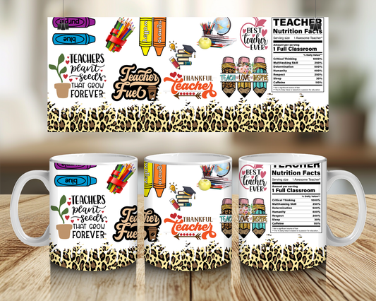 Leopard Print Teacher Nutrition - 11oz Mug