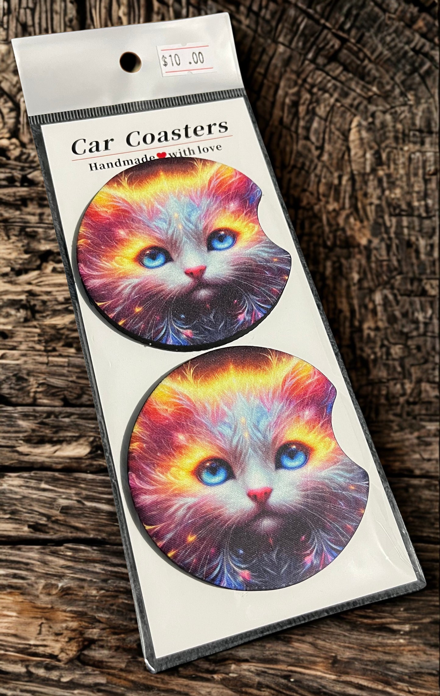 White Kitten - Car Coasters