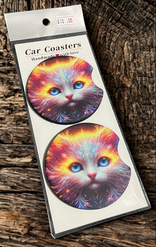 White Kitten - Car Coasters