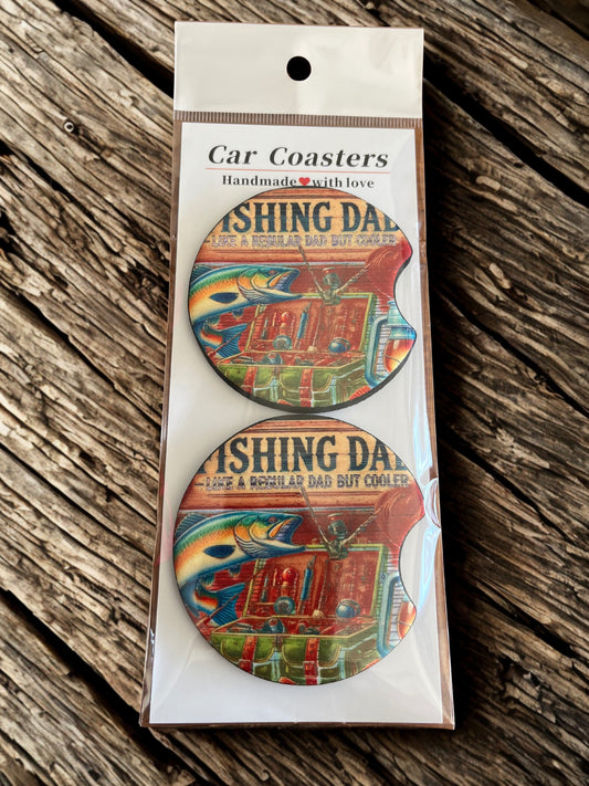 Fishing Dad - Car Coasters